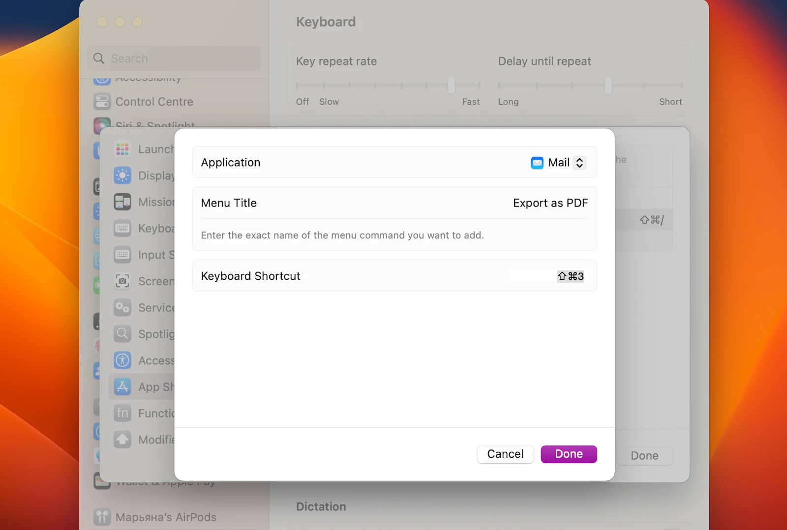 Step 5 - How to Change Keyboard Shortcuts on a Mac