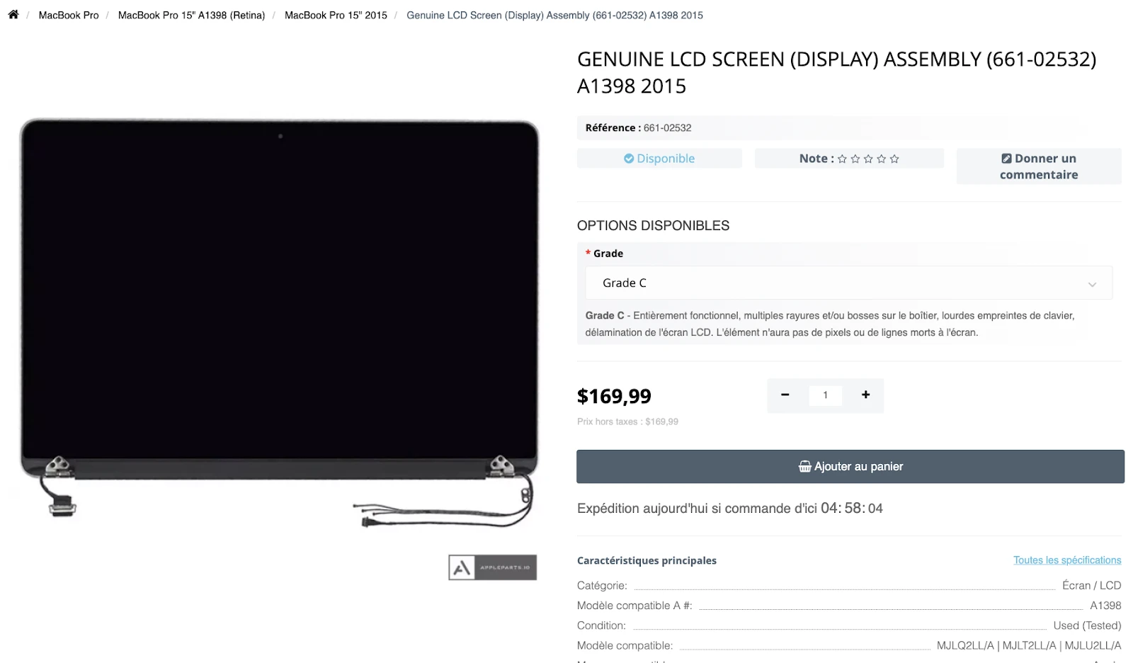 Step 1 - Remplacement de l'écran du MacBook Pro Retina 15 A1398 2015