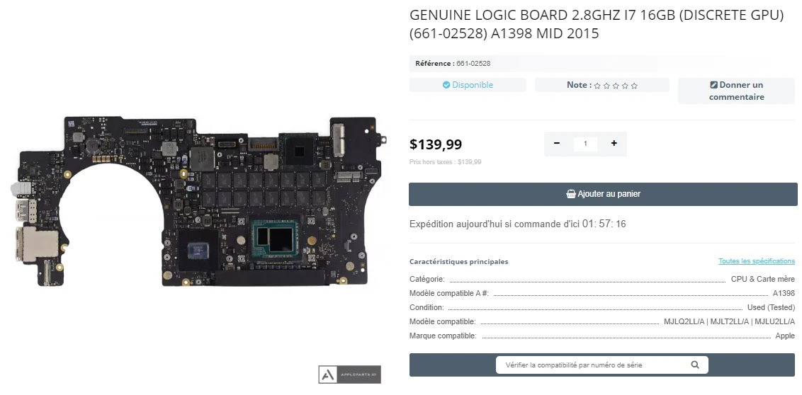 Step 1 - Remplacement de la carte mère du MacBook Pro A1398 2015