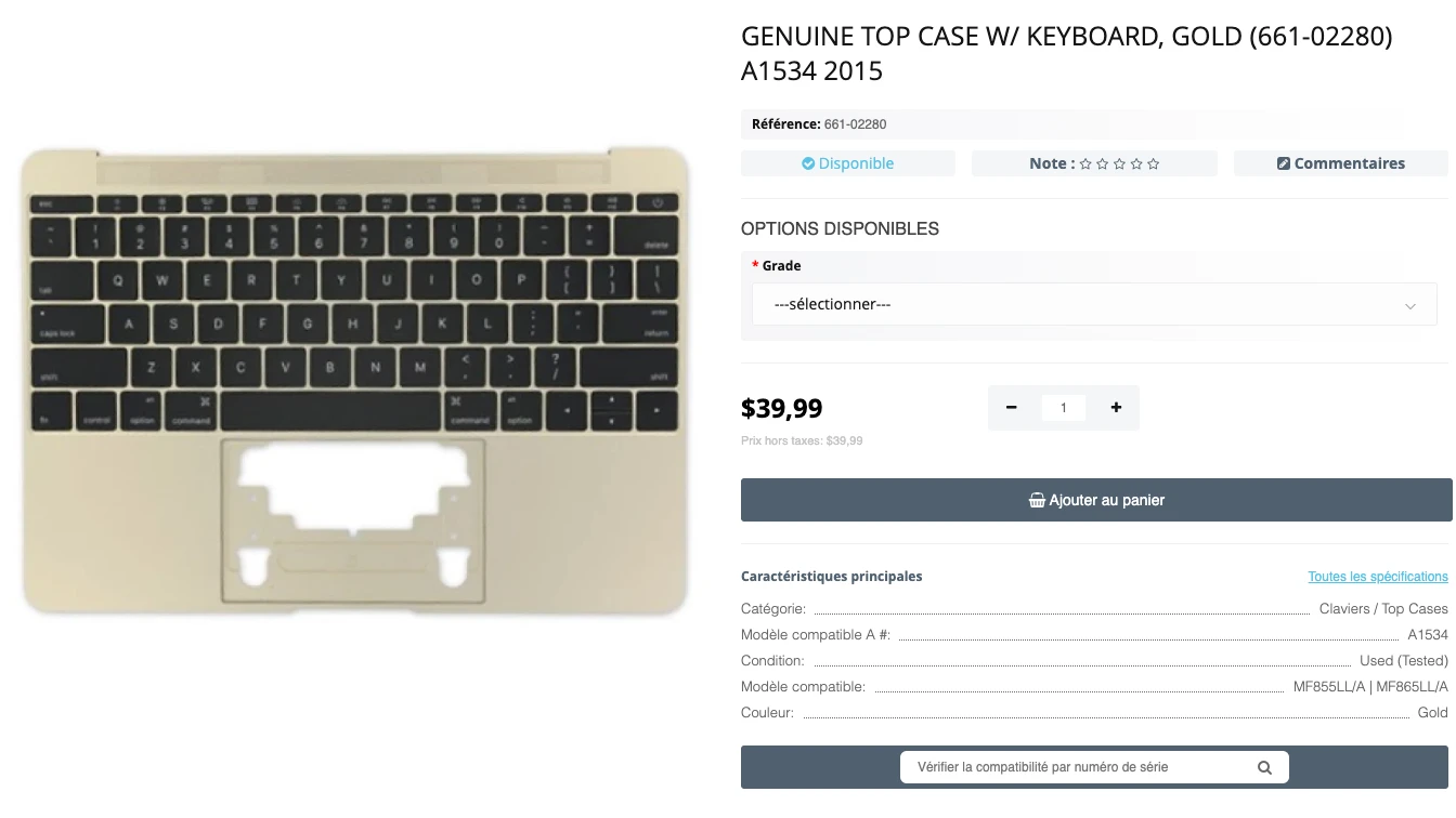 Step 32 - Changement du clavier (majuscule) du MacBook A1534