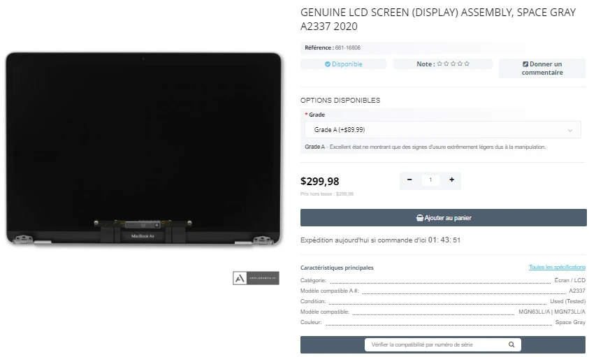 Step 1 - Changer ecran MacBook Air 13 A2337: guide pratique