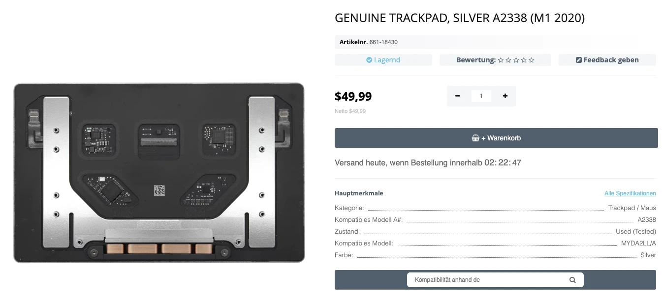 Step 1 - MacBook-Trackpad klickt nicht oder ist festgefahren