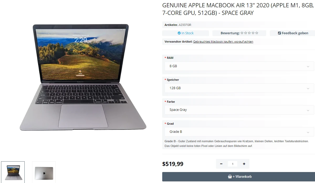 Step 1 - MacBook Air M1: Auch im Jahr 2025 noch kaufen