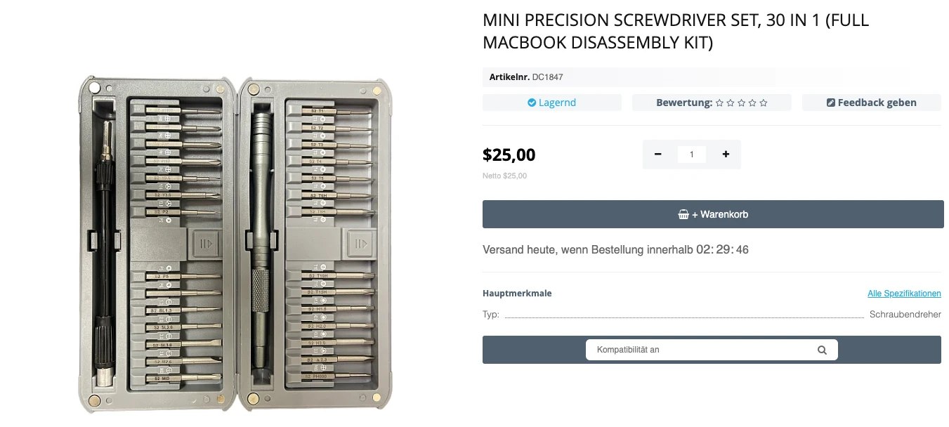 Step 1 - Beste MacBook-Werkzeuge: Welches Apple Toolkit Sie für Reparaturen und Upgrades benötigen