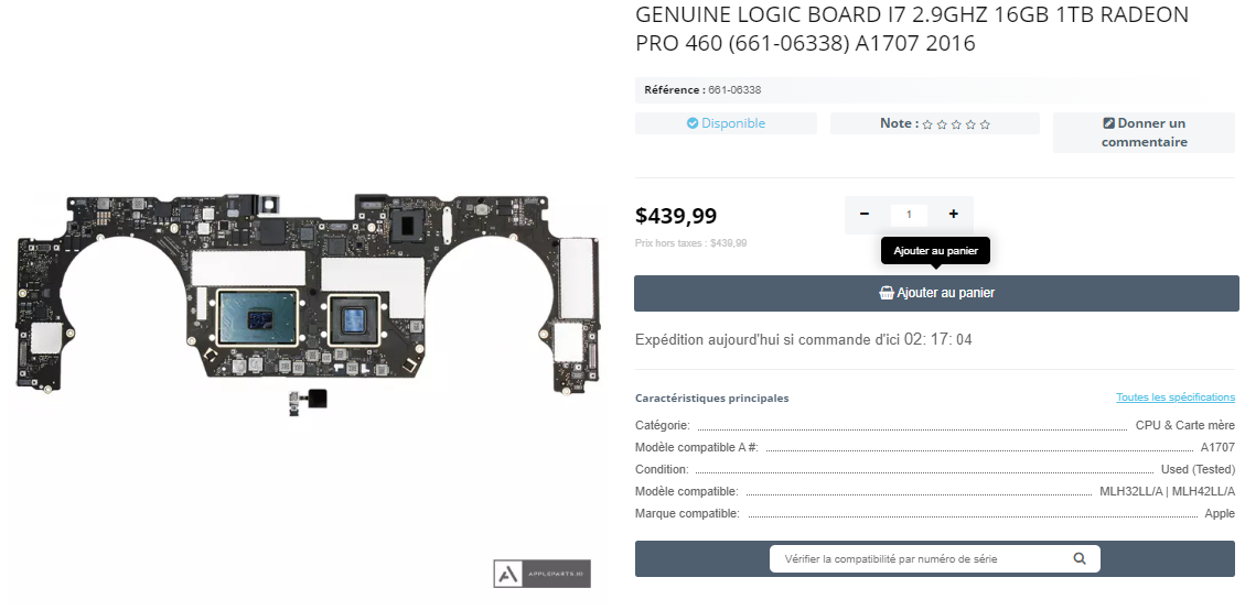 Step 7 - Remplacement de la carte mère du MacBook Pro A1707